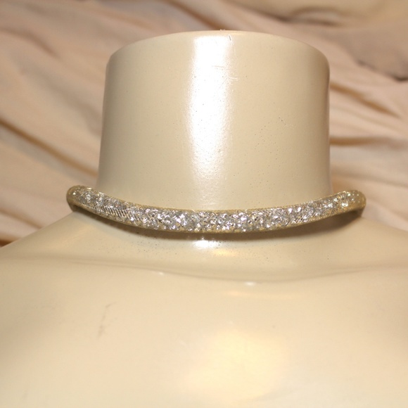Delicate Shining Diamante Crystal Filled Mesh Choker Necklace - Picture 5 of 5